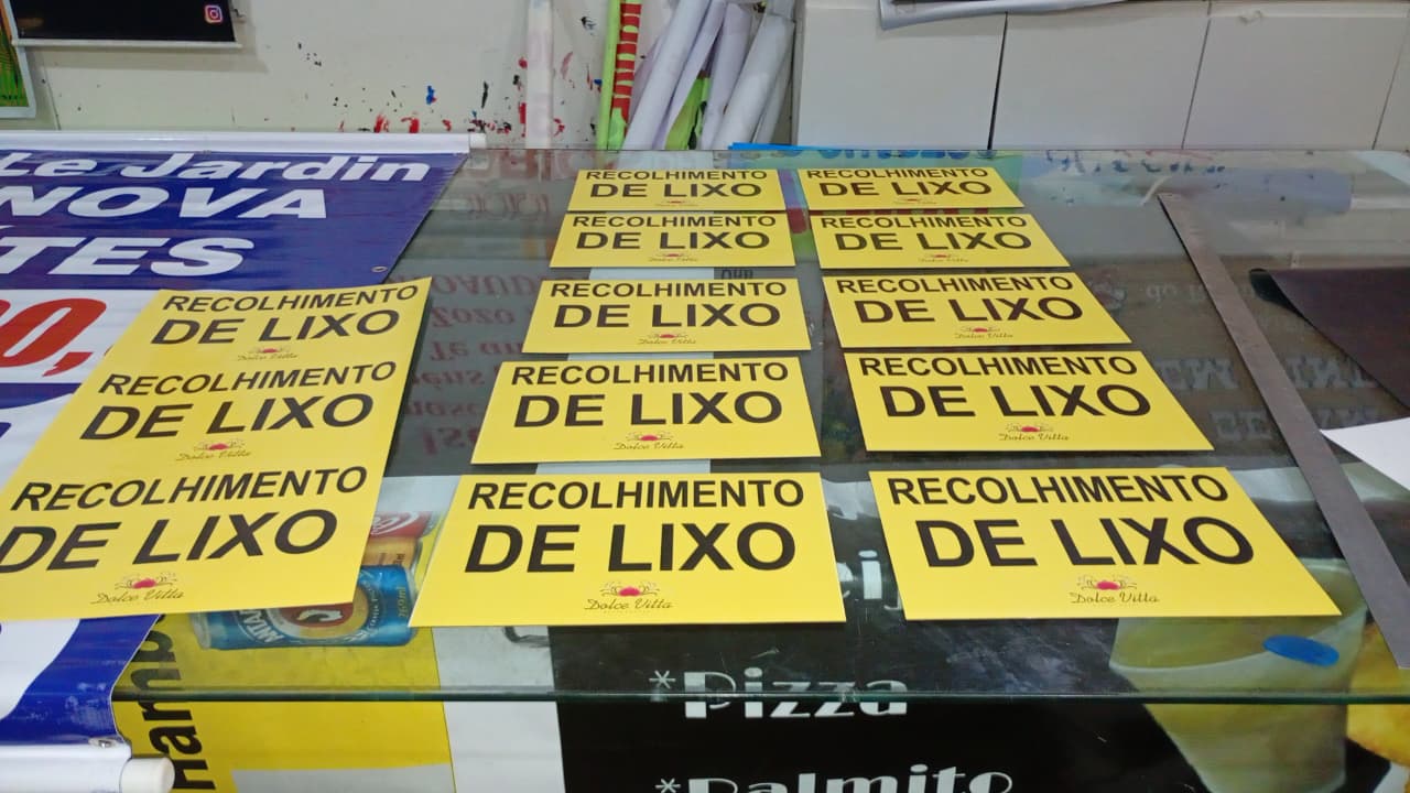 Placas em PS impressas em corte — Recolhimento de Lixo Dolce Villa